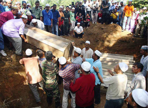 The funeral of seven family members who were killed in an accident in Kampung Baru in Tasik Gelugor, Penang, in this 2007 filepic. Muslims bury the deceased as soon as possible after death.