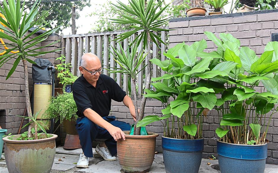 Jennifer, Richard’s late wife, was a keen gardener. He now waters and takes care of the plants. Photo: The Star/Ibrahim Mohtar